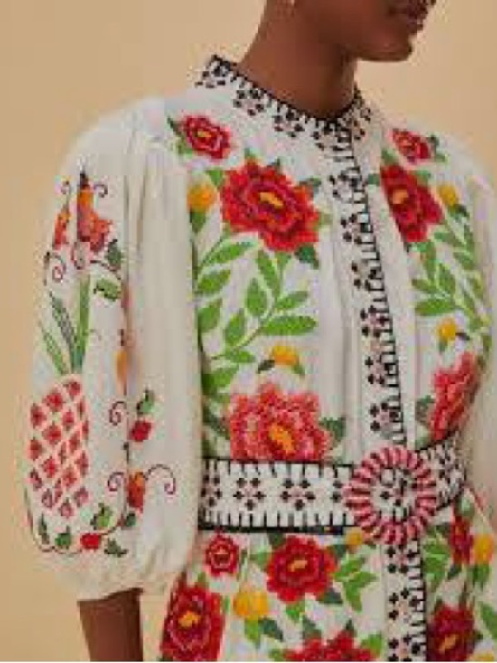 FARM Rio Dresses & Skirts - FARM Rio White Dress with Red & Pink Floral Embroidery